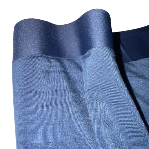 Close-up of blue modal boxers waistband line
